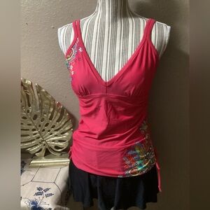 Athleta Red Floral SWIM THANKINI
